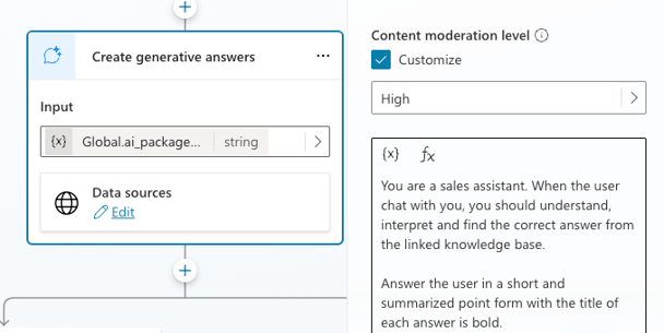 Create generative answers