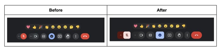 updated-Updated design for meeting controls in Google Meet