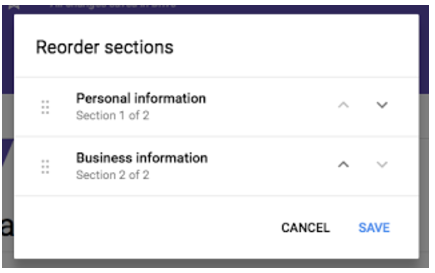 Forms Section Reordering